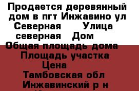 Продается деревянный дом в пгт Инжавино ул Северная 38 › Улица ­ северная › Дом ­ 38 › Общая площадь дома ­ 63 › Площадь участка ­ 1 500 › Цена ­ 800 000 - Тамбовская обл., Инжавинский р-н, Инжавино рп Недвижимость » Дома, коттеджи, дачи продажа   